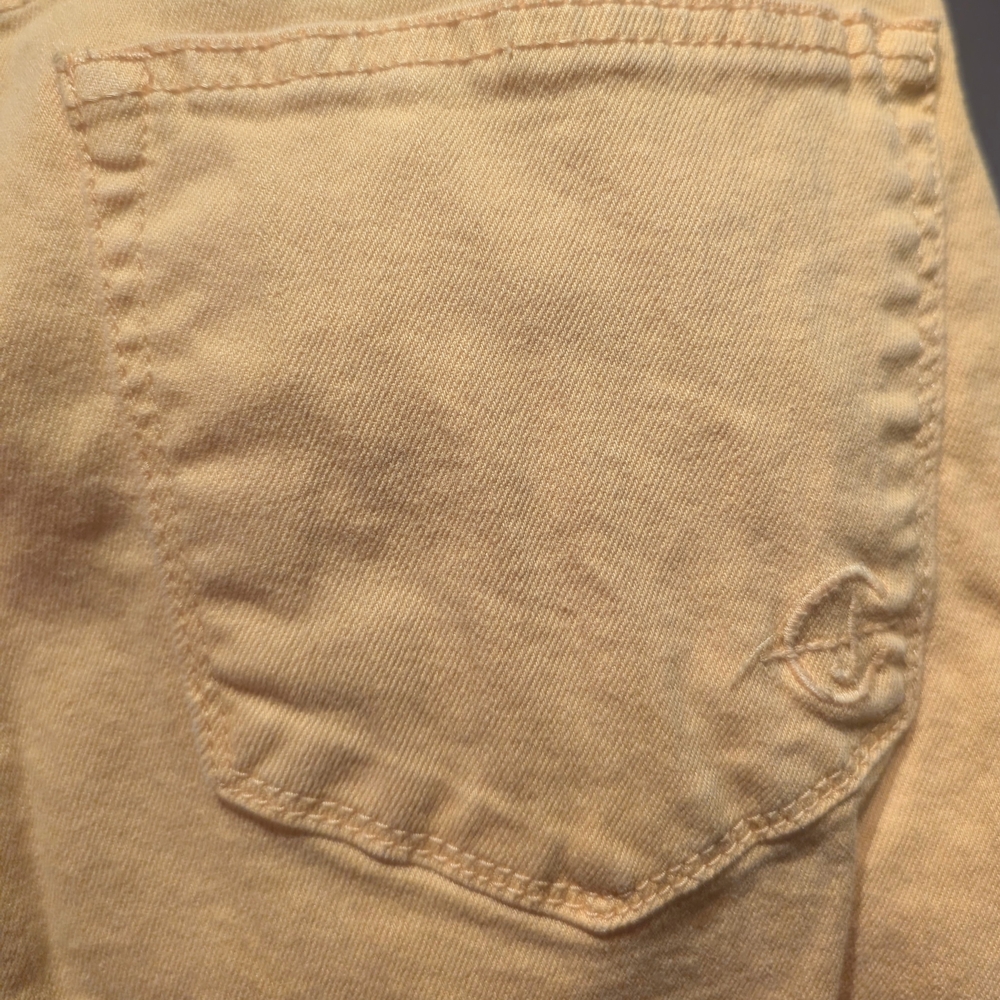 CJ by Cookie Johnson Skinny Jeans Size 29 Mustard Yellow Stretch Denim Curvy Fit